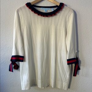 Draper James - Cream Top with Red and Blue Accents